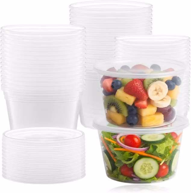 ECONX Transparent Plastic Food Container with Lid, Microwave Safe, 470 ml
