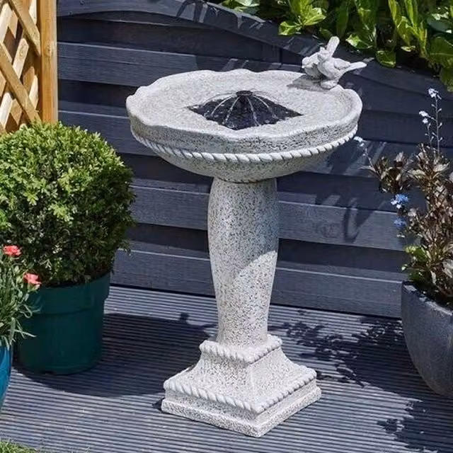 Garden Mile Feathered Friends Stone Animal Water Feature Fountain in Grey