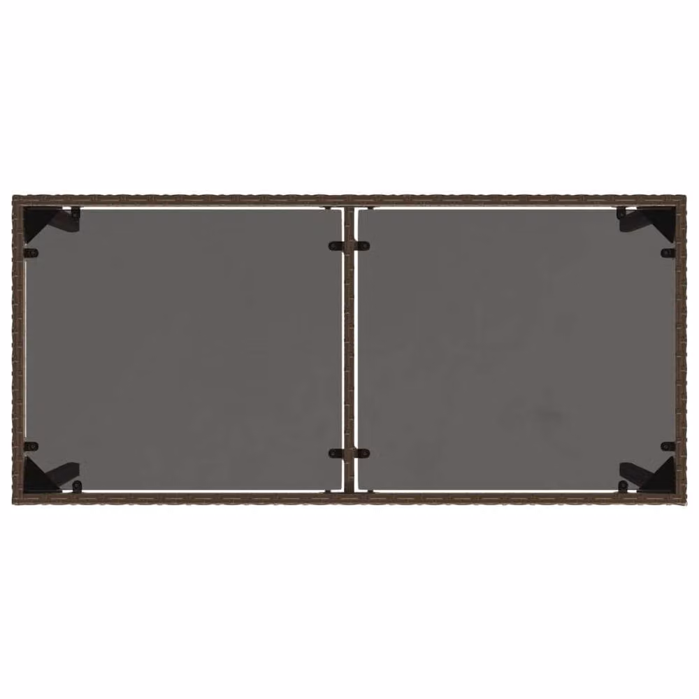 Berkfield Home Brown Poly Rattan Garden Table with Glass Top, W/D/H: 115 x 54 x 74 cm – 4