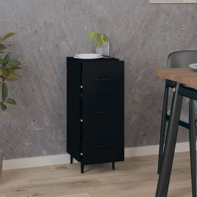 Berkfield Home Black Modern Sideboard W/D/H: 34.5 x 34 x 90 cm – 1