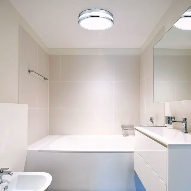 Eglo Palomaro LED Bathroom Wall or Ceiling Light, Warm White, IP44, Chrome and Silver