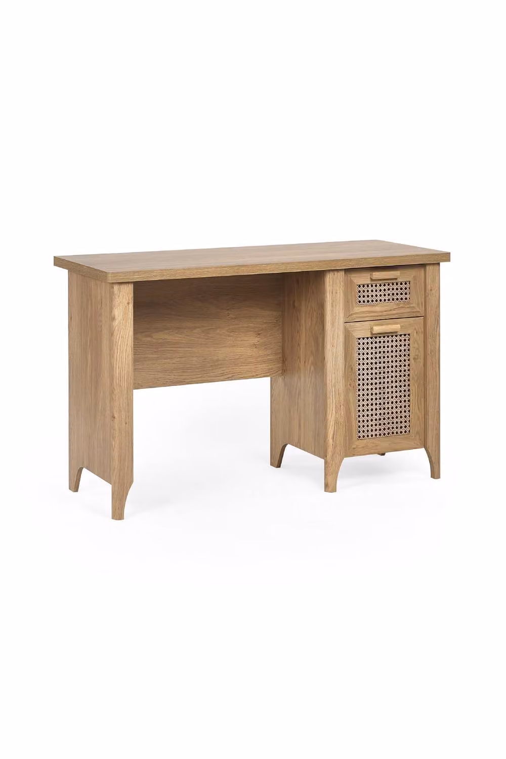 Julian Bowen Sydney Oak Writing Desk with Rattan Effect Details in Beige and Brown – 2