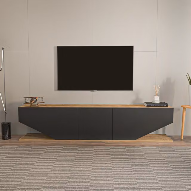 Decorotika Pearl Modern Wood TV Unit in Black and Brown
