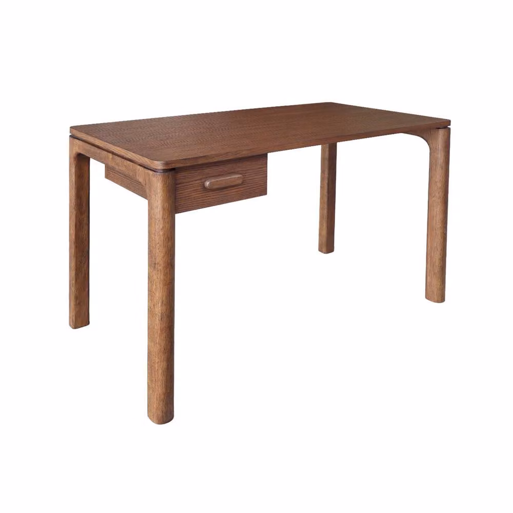 Sweekeek Modern Oak Veneer Writing Desk with 1 Drawer in Dark Brown, W/D/H: 120 x 60 x 75 cm – 2
