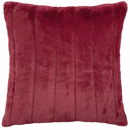 Paoletti Empress Faux Fur Velvet Decorative Cushion, Red, W/D/H: 45 x 45 x 45 cm