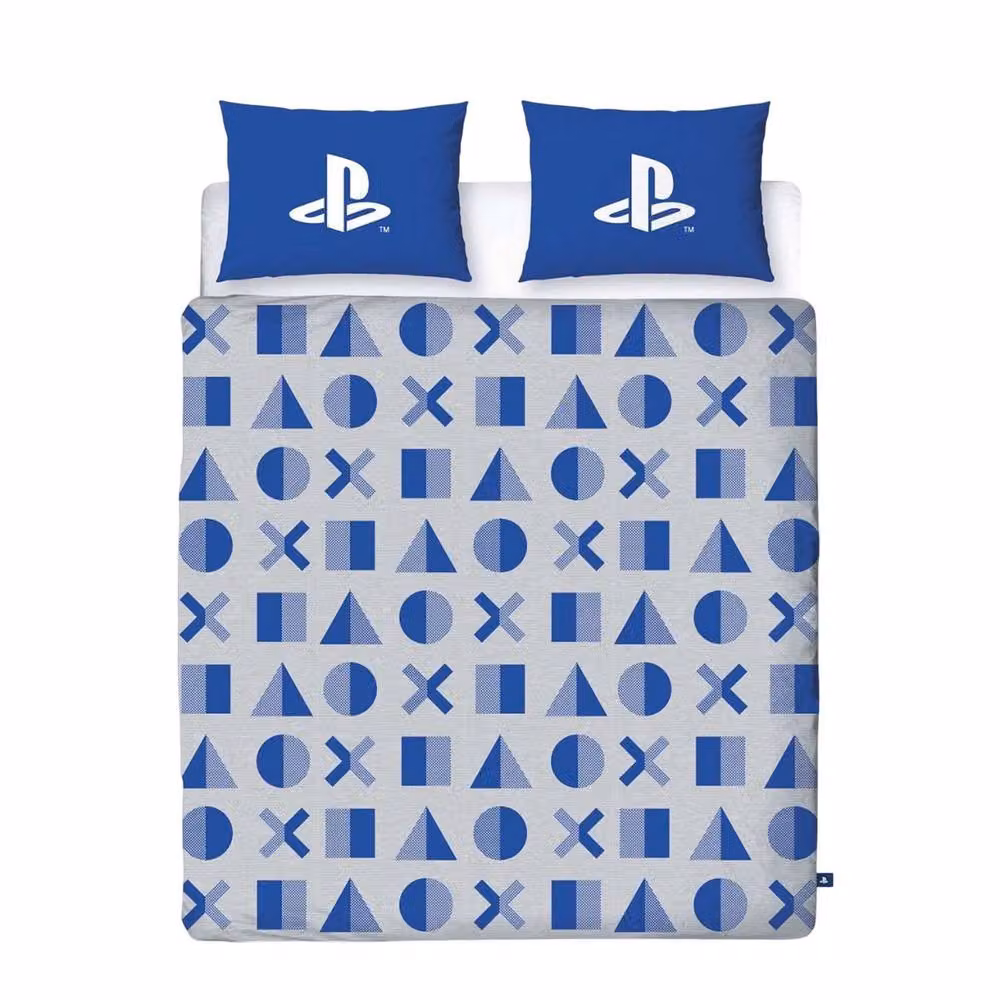 Playstation Reversible Graphic Duvet Cover and Pillowcase Set in Grey, W: 140 cm, H: 200 cm – 2