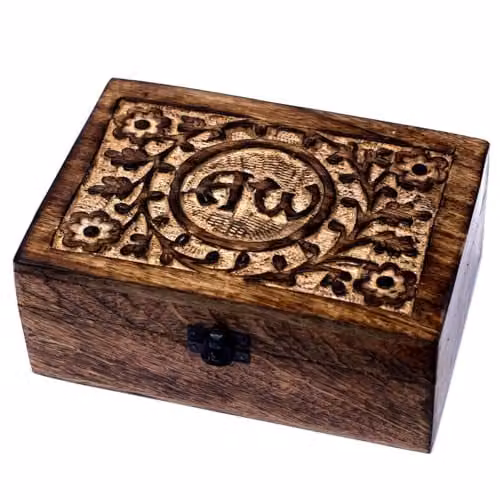 Ancient Wisdom Mango Aromatherapy Box AW- Floral in Brown Wood, Holds 24