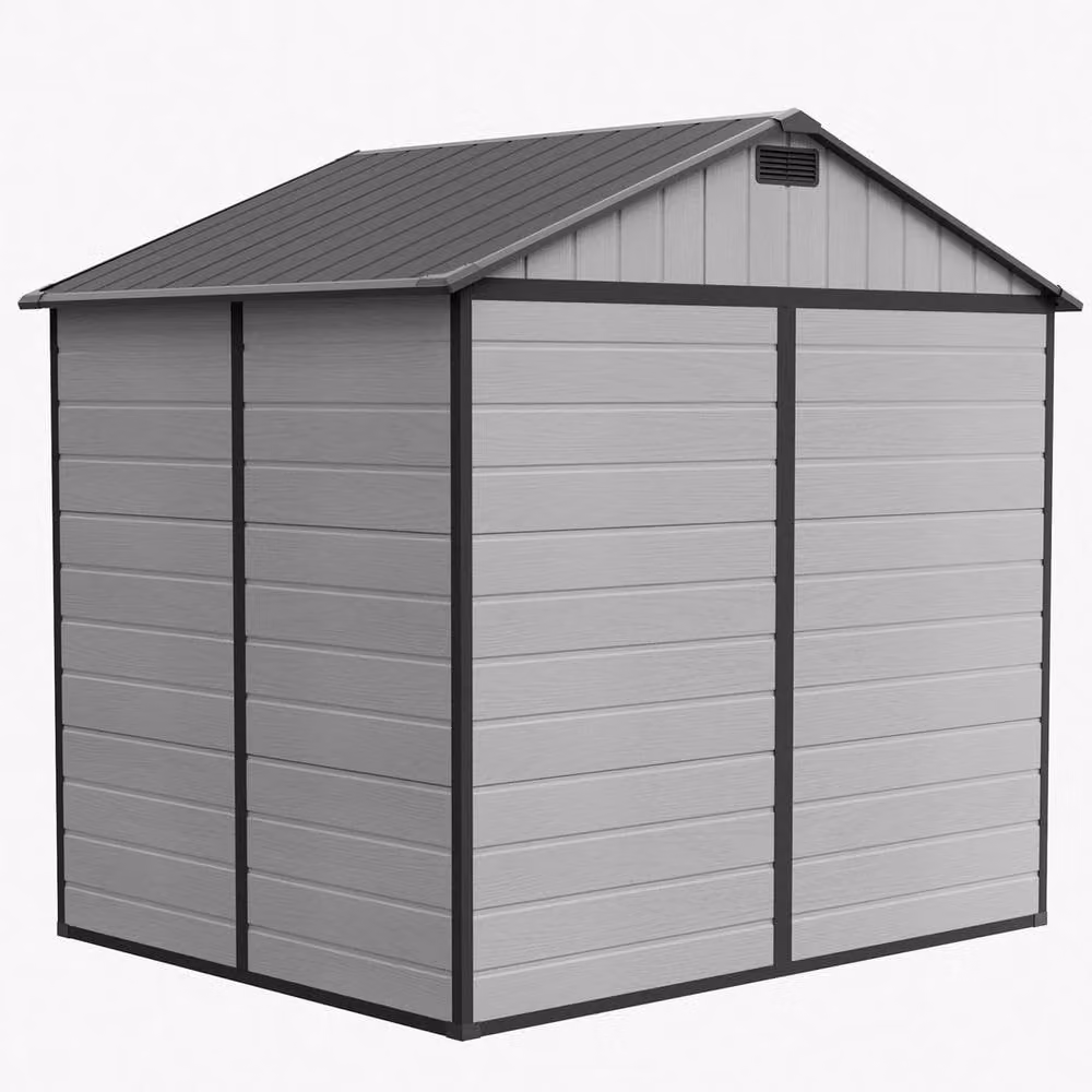 FORGEVIO Grey Plastic Garden Shed with Gable Roof – 5