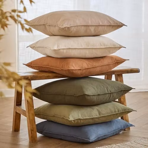 Riva Home Plain Square Cotton Cushion in Beige, W/D/H: 50 x 50 x 50 cm – 3