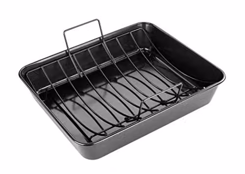 Tala Performance Eclipse Non-stick Extra Large Carbon Steel Roaster and Rack, Black, W: 38 cm, D: 32 cm, H: 7.5 cm – 3