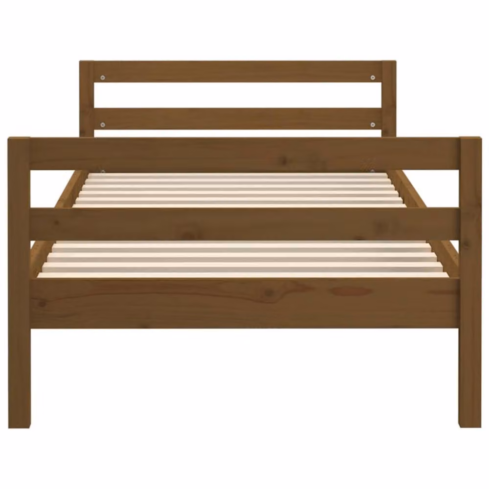 Berkfield Home Beautiful Small Single Bed Frame in Brown Solid Pine Wood W/D/H: 80 x 190 x 52.5 cm – 3