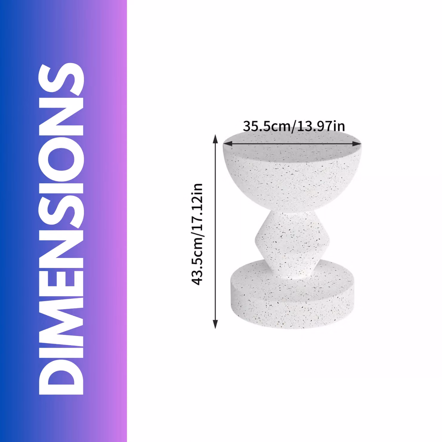 Pirlo Plush White Round Concrete Industrial Side Table for Indoor and Outdoor Use – 3
