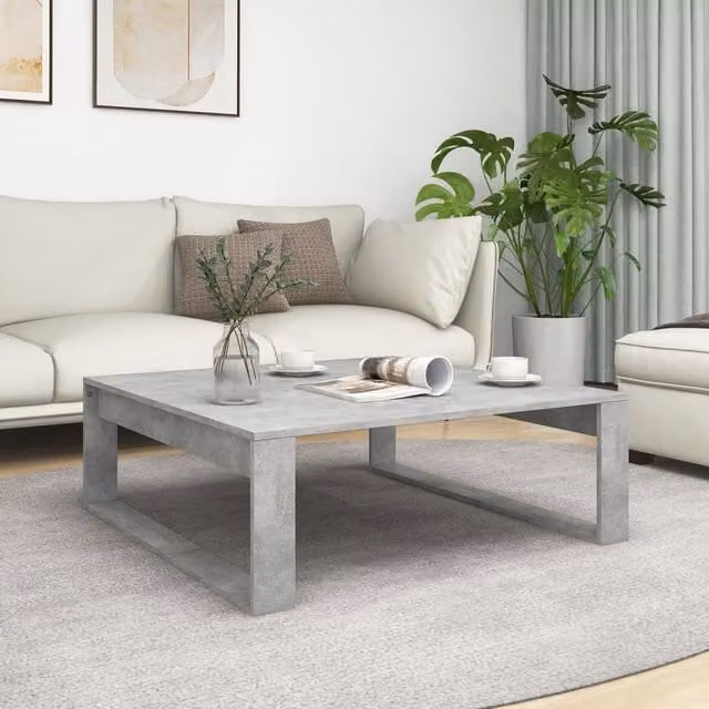 Berkfield Home Modern Square Coffee Table in Concrete Grey, W/D/H: 100 x 100 x 35 cm – 1