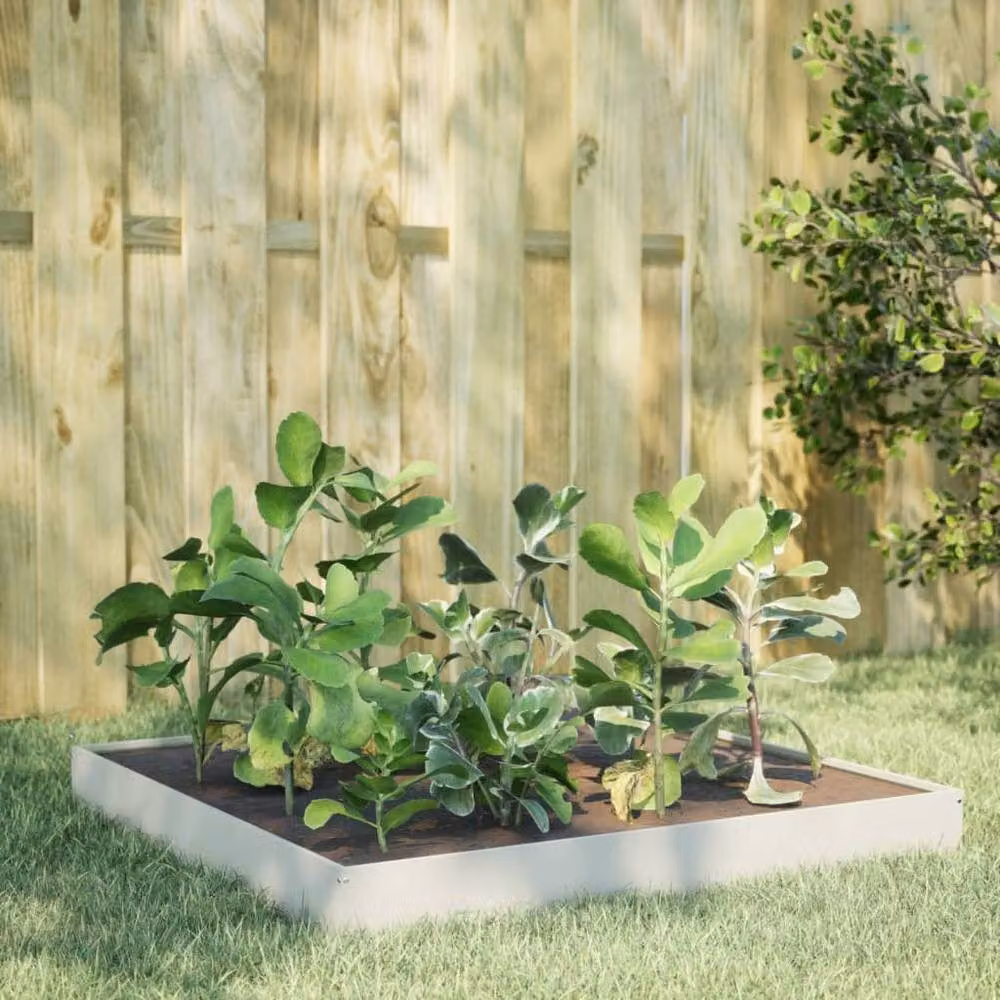Berkfield Home Garden White Steel Raised Bed W/D/H: 100 x 100 x 18.5 cm – 2
