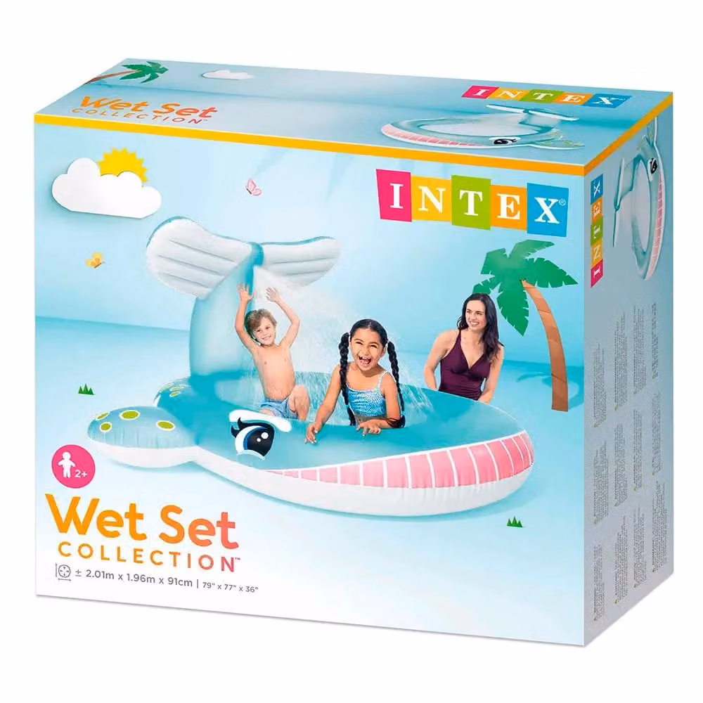 Intex Blue Inflatable Whale Spray Pool for Children, W/D/H: 196 x 201 x 91 cm – 2