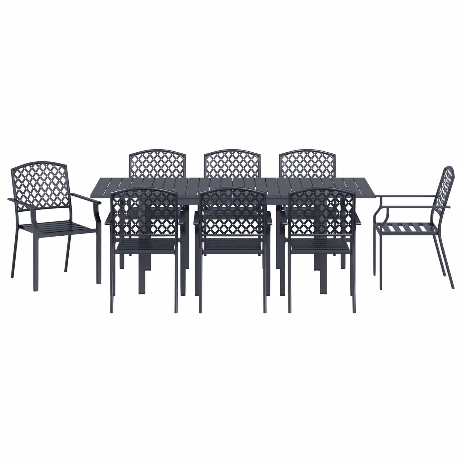 Berkfield Home 9 Piece Modern Geometric Hallway Furniture Set in Anthracite and Black Steel – 2