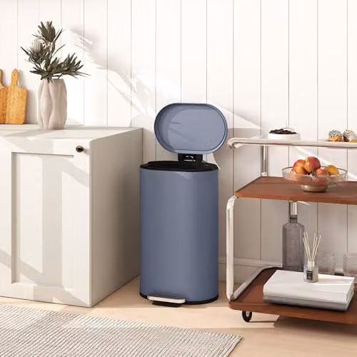 HOMCOM 30L Slim Rectangular Pedal Bin with Soft-Close Lid and Removable Inner Bucket, Grey – 7