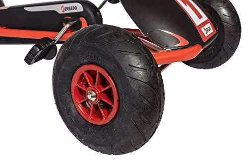 Ferbedo Go AR 8R Go-Kart in Black and Red with Sound Steering Wheel and Pneumatic Tyres, W/D/H: 112 x 40 x 60 cm – 4