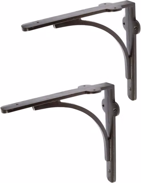 Hammer and Tongs Curved Iron Shelf Bracket, Black, Pack of 2