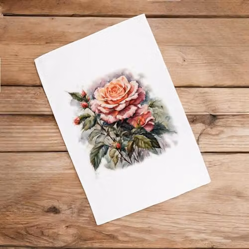Purely Home Floral Roses Watercolour Garden Tea Towel, Pink and Multicolour, W: 67 cm, H: 45 cm – 2