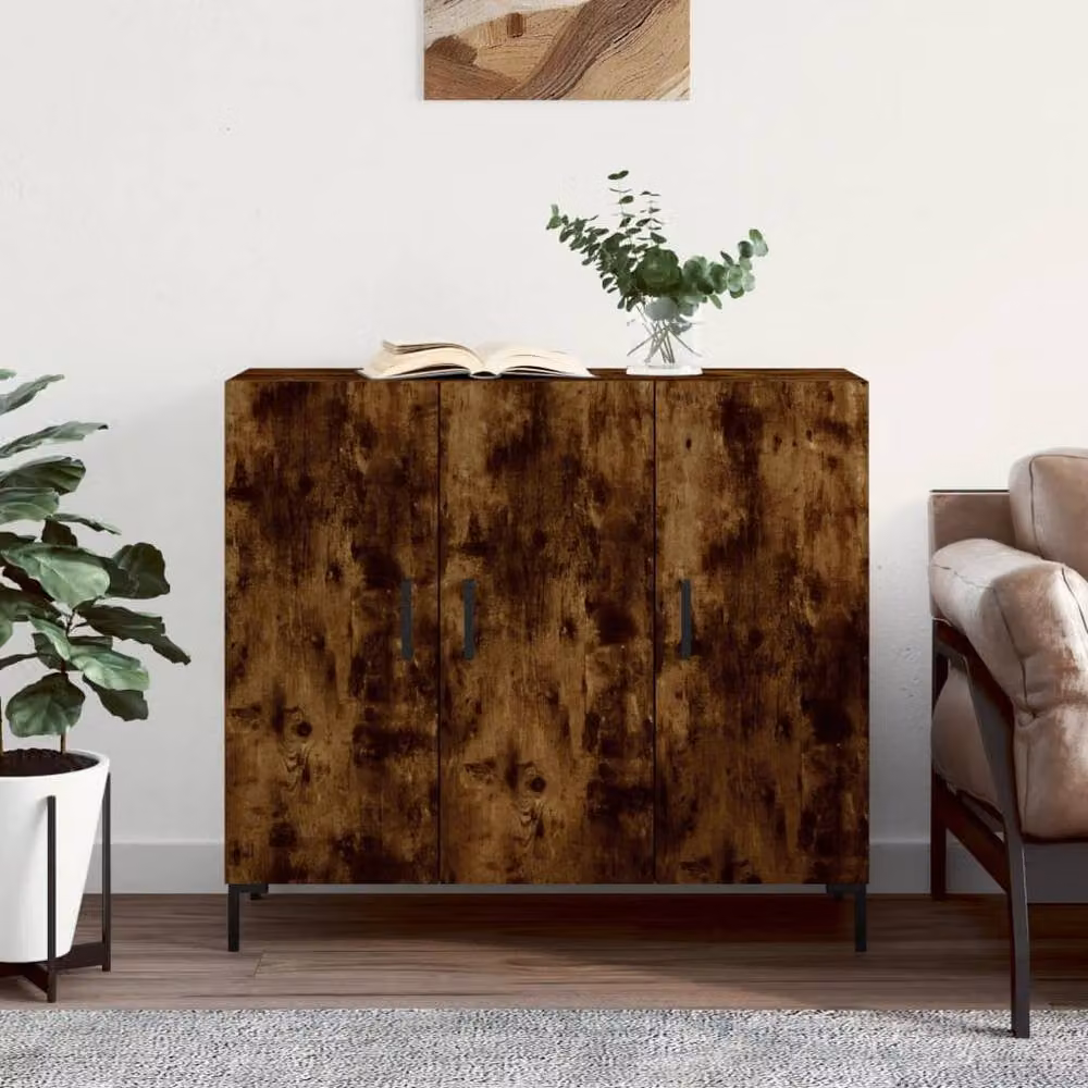 Berkfield Home Modern Smoked Oak Sideboard in Brown, W/D/H: 90 x 34 x 80 cm – 2