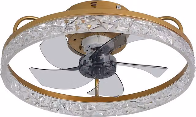 Kidkid Round Crystal Ceiling Light with Warm White Downlight in Gold/Brass