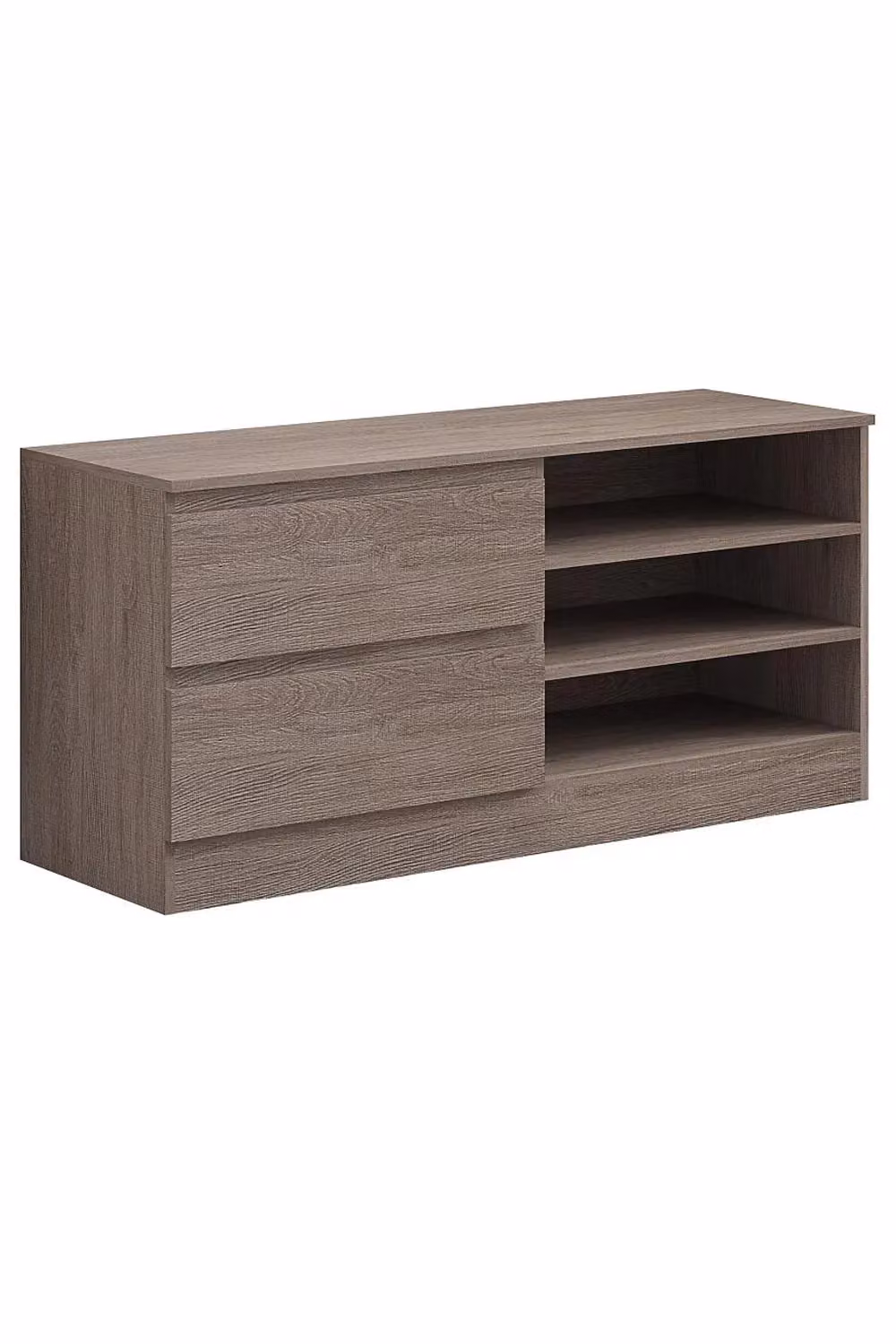 FWStyle Rustic Oak Large TV Entertainment Unit with Drawer and Shelves in Brown – 2
