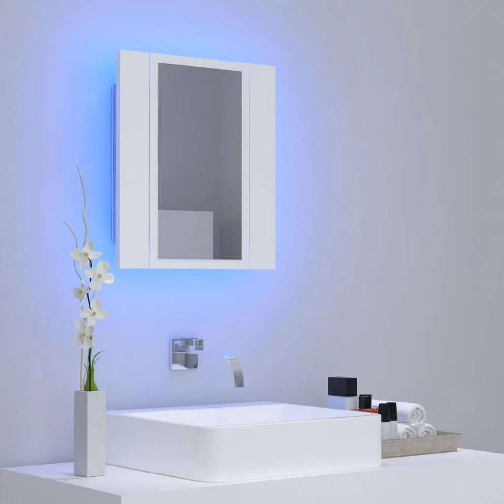 Berkfield Home LED Bathroom Mirror Cabinet in White, W/D/H: 40 x 12 x 45 cm – 2