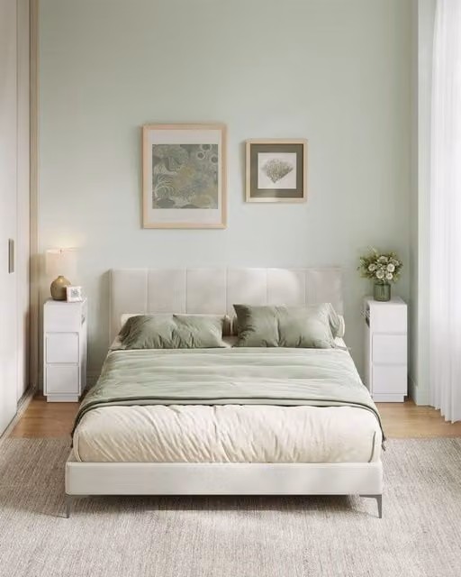 VASAGLE Set of 2 Slim Narrow Bedside Tables with Drawers and Open Compartment in White