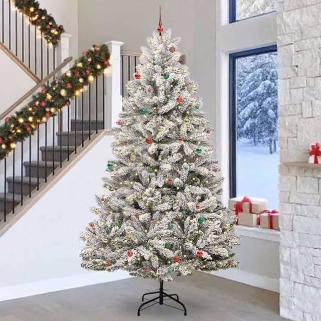 Berkfield Home Artificial Christmas Tree in Green and White, Height: 300 cm – 1