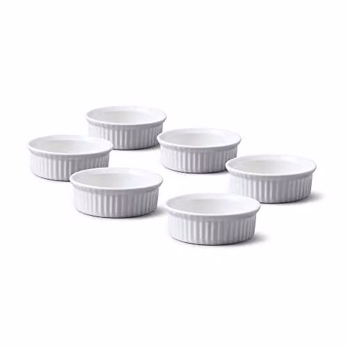 WM Bartleet & Sons Set of 6 White Porcelain Mini Ramekins, 6.5cm Diameter