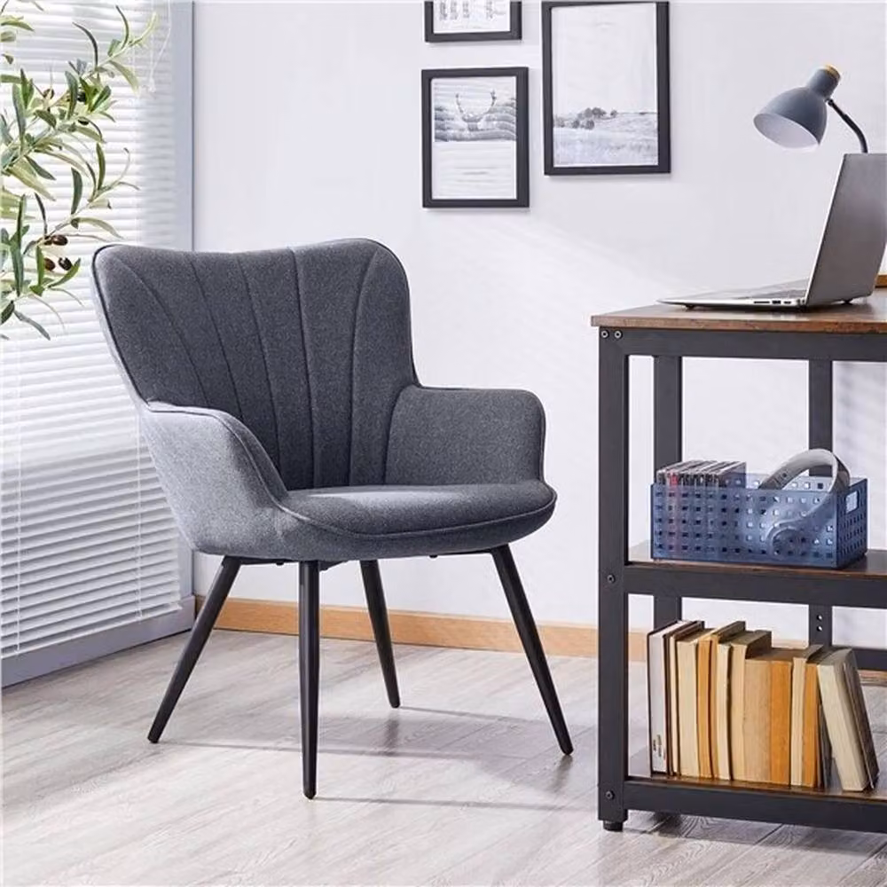 KORVIXA Modern Grey Fabric Armchair with Armrests, W/D/H: 100 x 100 x 84 cm – 4