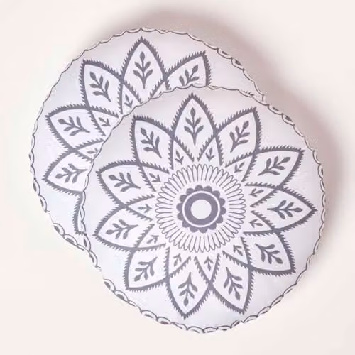 HOMESCAPES Set of 2 Henna Round Outdoor Cushions, Waterproof and Hypoallergenic Polyester, Diameter: 40 cm