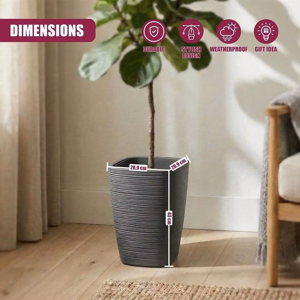 EONLION Weather Resistant Outdoor Planter in Dark Grey – 2