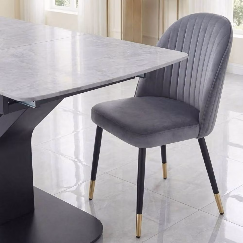 HOME LUXE INTERIOR Sapphire Extending Grey Sintered Stone Dining Table and 6 Liza Chairs – 5