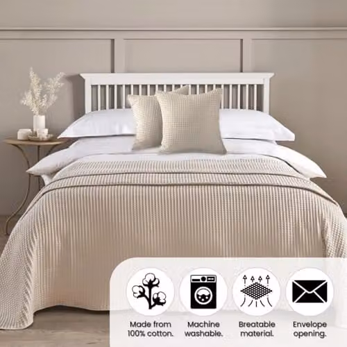 Allure Bath Fashions Hotel Waffle Cushion Covers, 2 Pack, Beige, W/D/H: 50 x 50 x 50 cm – 2