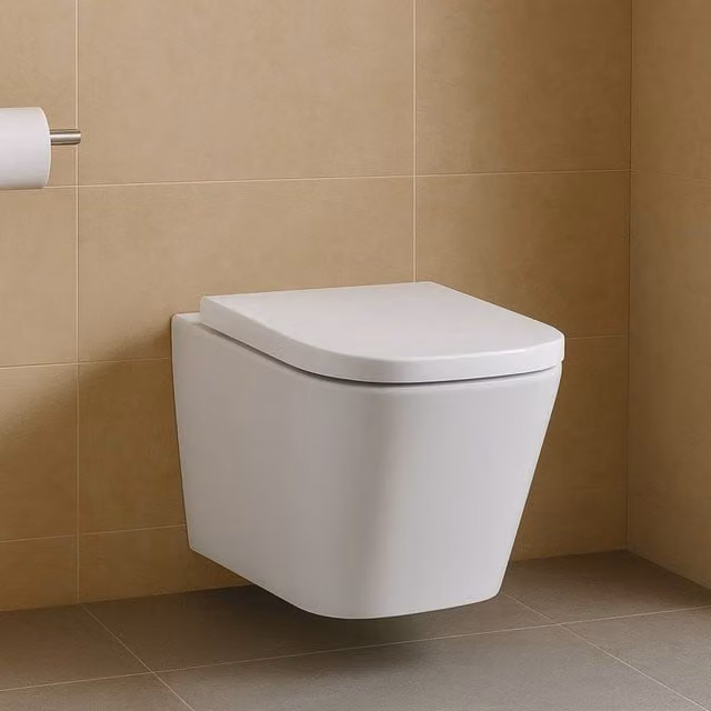 Bathroom Kingdom Milan Rimless Wall Hung Toilet with Soft Close Seat, White