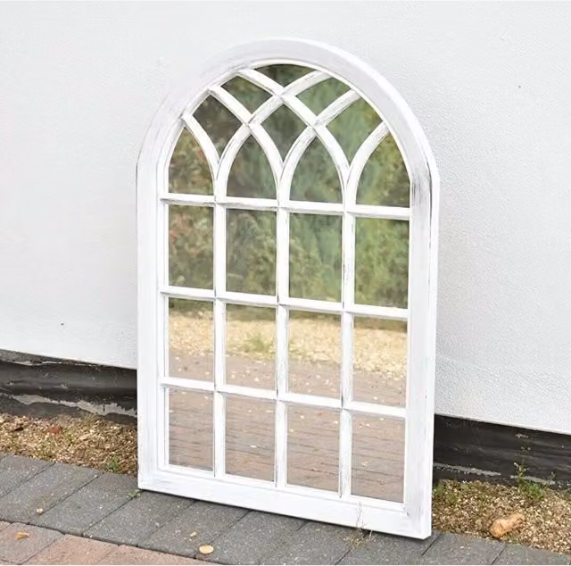 DEENZ White Rustic Soho Window Style Rectangular Wall Mirror