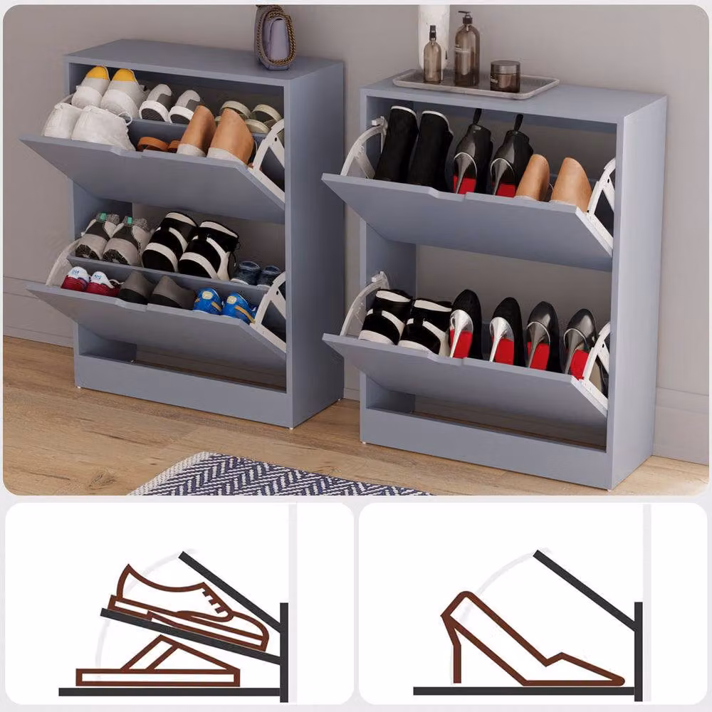 HD Designs Vida Designs Modern 2 Drawer Grey Shoe Cabinet – 3