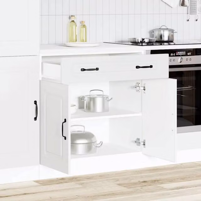 Berkfield Home Kalmar White Kitchen Base Cabinet in Matt Engineered Wood