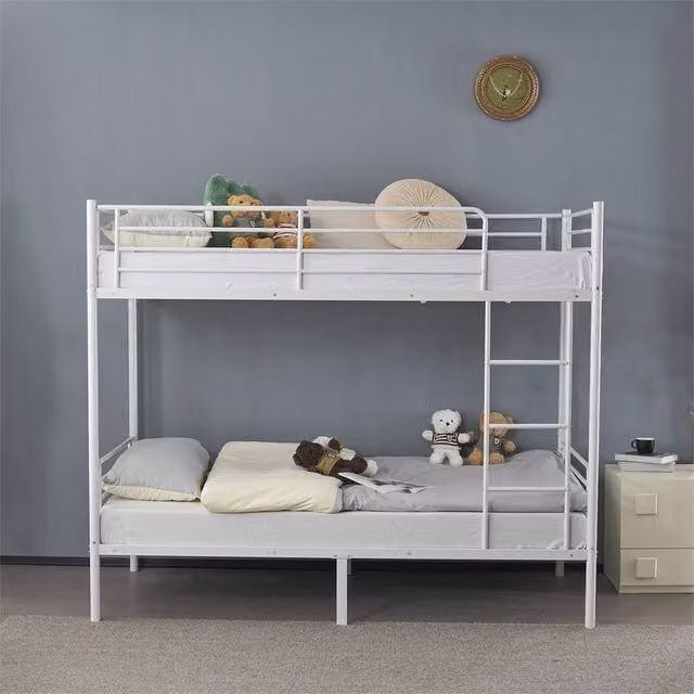 Kelvenix Single Metal Loft Bunk Bed Frame in White