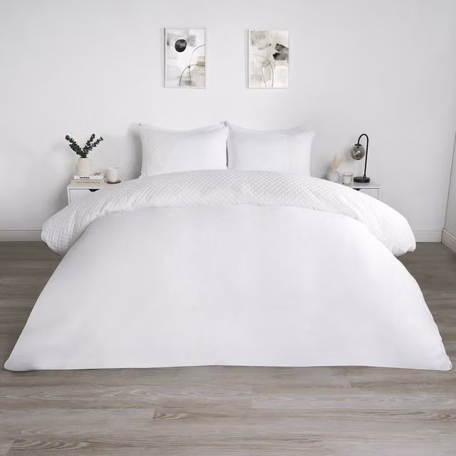 OHS White Graphic Modern Duvet Cover and Pillowcase Set, W: 140 cm x L: 200 cm