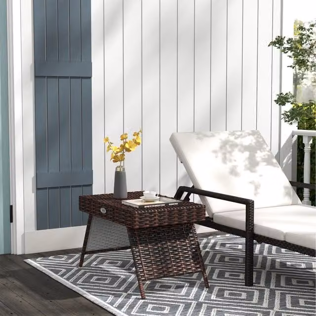 Outsunny Foldable Outdoor Coffee Table in Brown