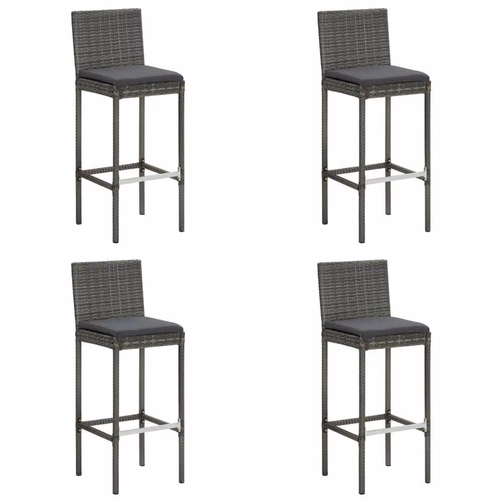 Berkfield Home Elegant 5 Piece Grey Poly Rattan Garden Bar Set with Cushions