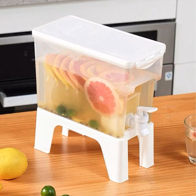 Livingandhome 3.5L Plastic Fridge Water Dispenser with Base, White and Transparent