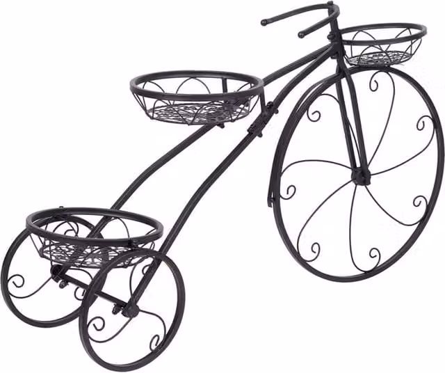 VOGREX 3-Tier Wrought Iron Tricycle Plant Stand in Black – 1