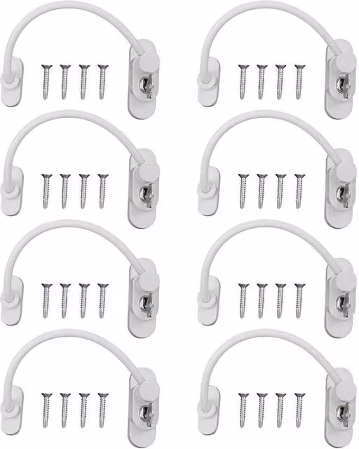 EONLION 8-Piece Window and Door Restrictor Safety Lock, White