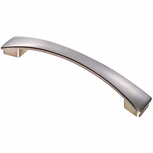 Loops Brushed Satin Nickel Curved Bow Pull Handle, W: 18.3 cm, H: 2.6 cm, Fixing Centres: 16 cm
