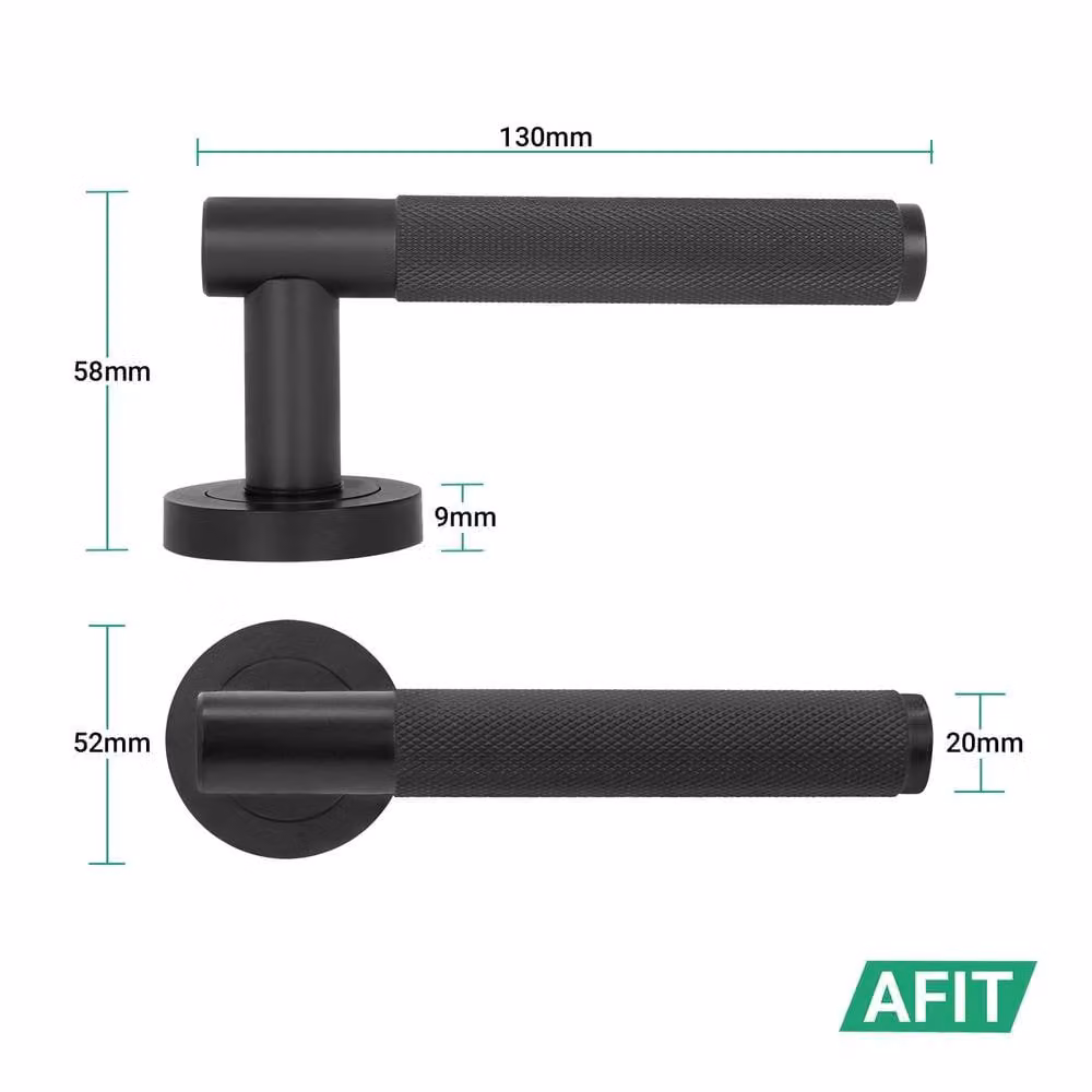 AFIT Matt Black Euro Lock Double Cylinder Door Handle with Hinge Locks, 150 x 150 mm – 2