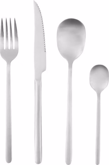 Orsina 16-Piece Stainless Steel Cutlery Set in Matte Silver